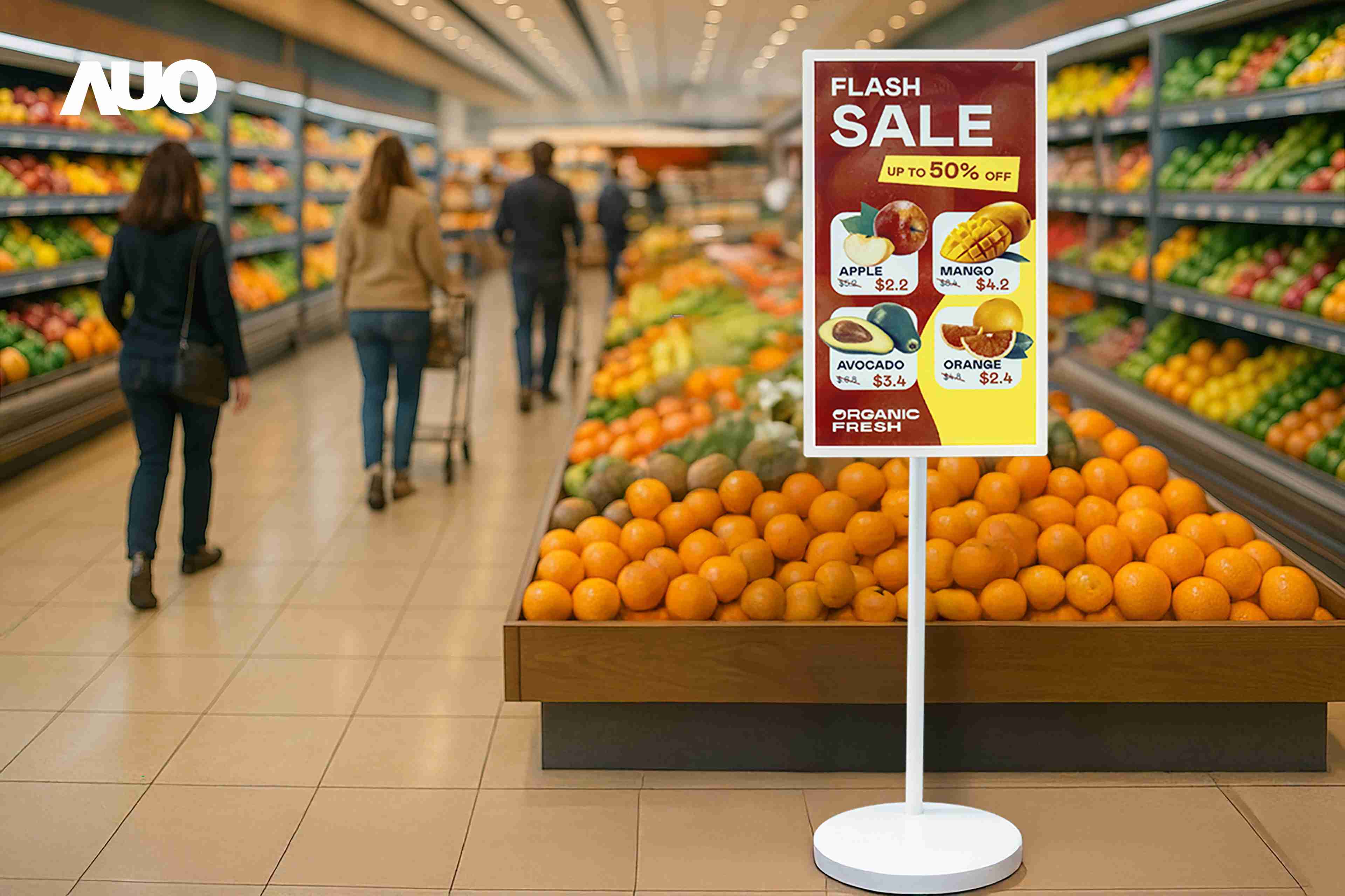 达擎首亮相低功耗、、、全彩的〝aecoPost电子纸解决方案〞，，，仅在更新画面时需要微量的电力驱动，，，无需布建电线的便捷设计，，使其可灵活应用、、、随意置放，，，，并可透过云端或行动装置app，，轻松管理及排程广告内容，，，晋升店头营销利器。。。