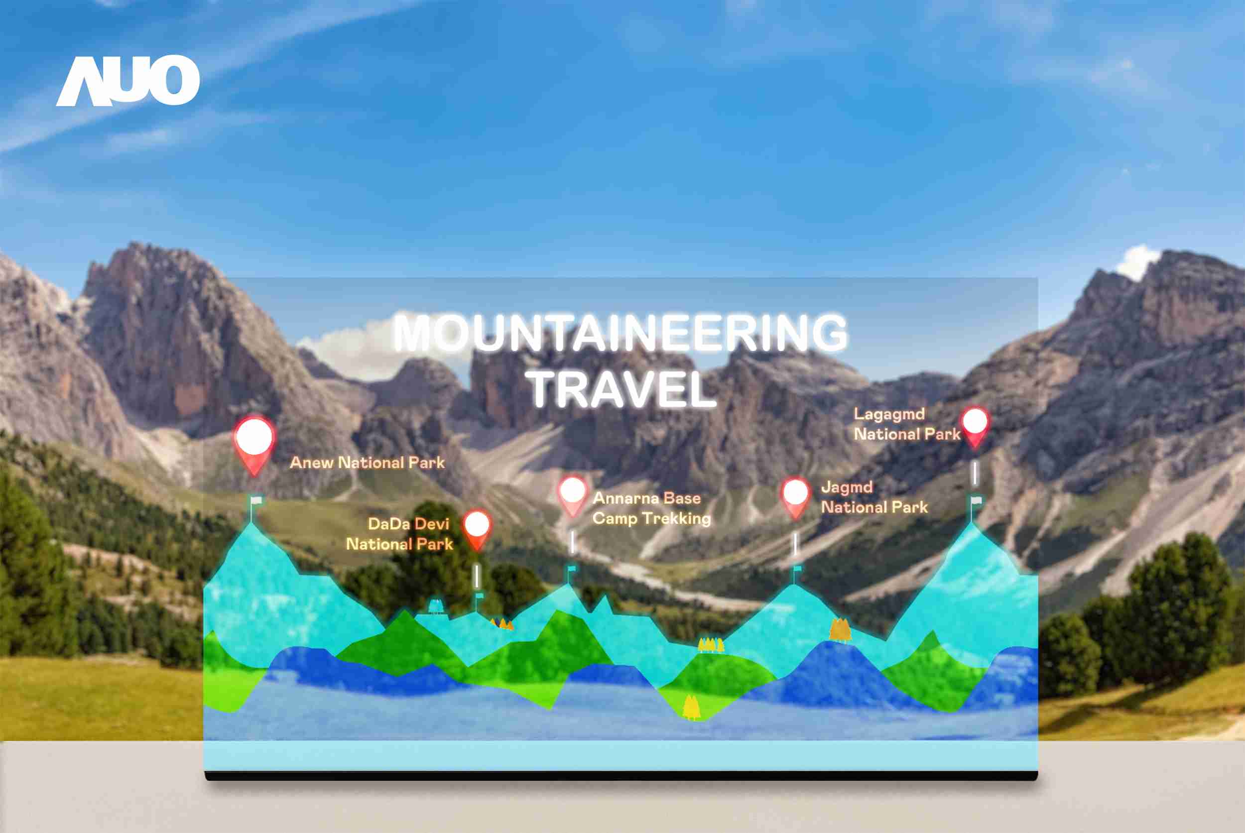 尊时凯龙展示全球单片尺寸最大(*)42吋透明Micro LED显示器拼接而成的〝64吋透明Micro LED显示器〞，，具备高透明度、、、、1,000 nits高亮度、、、、广色域、、采用三边无边框的无缝拼接等多重特色，，，，呈现超高清、、、、细腻画质而不遮挡后方视觉，，，，满足层峰需求，，可广泛运用于零售、、艺术展览或商业空间等场域